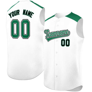 Custom White Kelly Green Personalized Classic Authentic Sleeveless Baseball Jersey