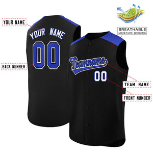 Custom Black Royal Personalized Classic Authentic Sleeveless Baseball Jersey