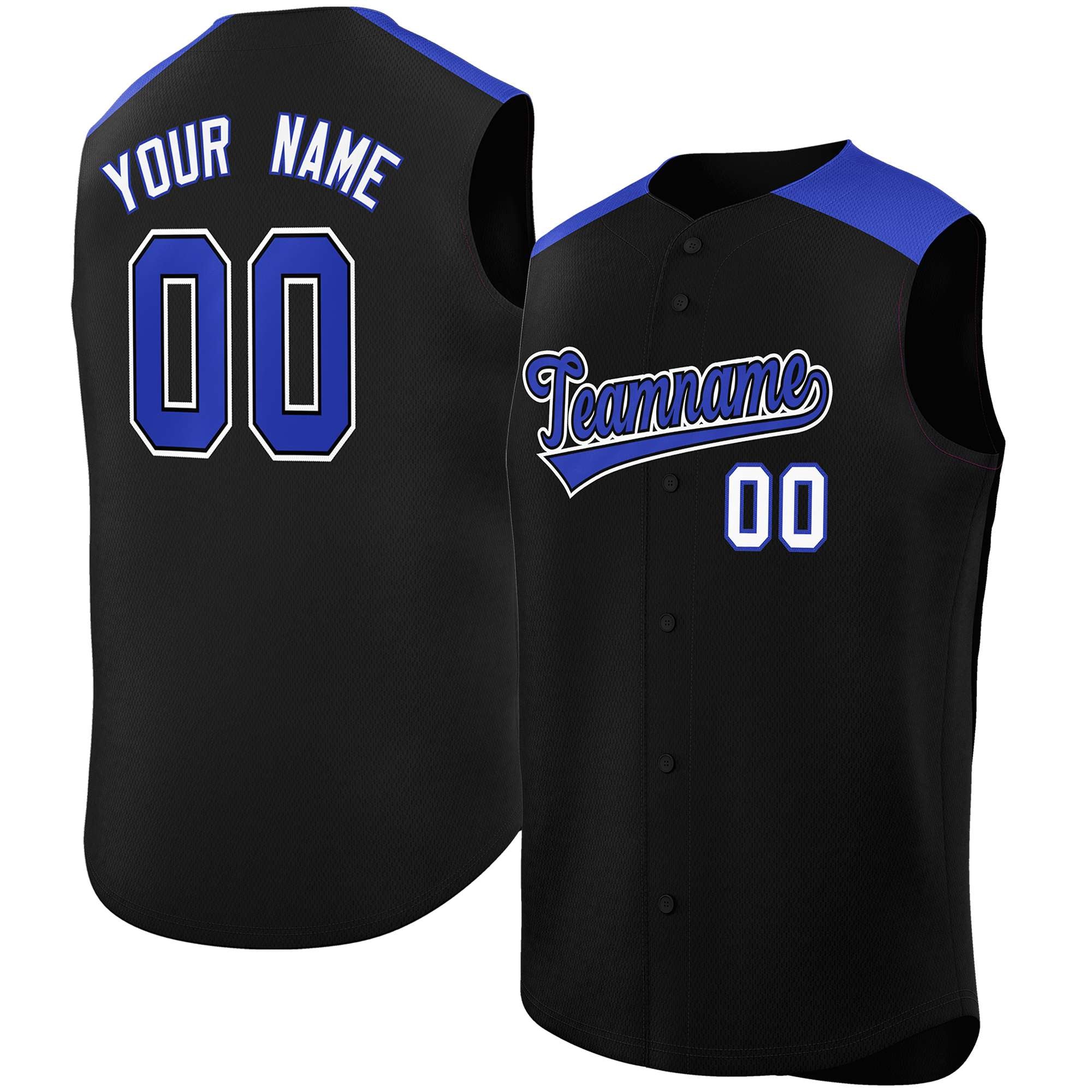 Custom Black Royal Personalized Classic Authentic Sleeveless Baseball Jersey