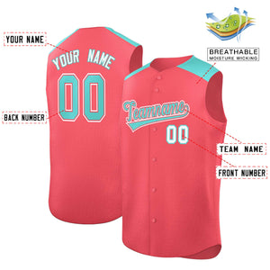 Custom Light Red Bright Green Personalized Classic Authentic Sleeveless Baseball Jersey