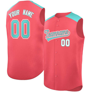 Custom Light Red Bright Green Personalized Classic Authentic Sleeveless Baseball Jersey