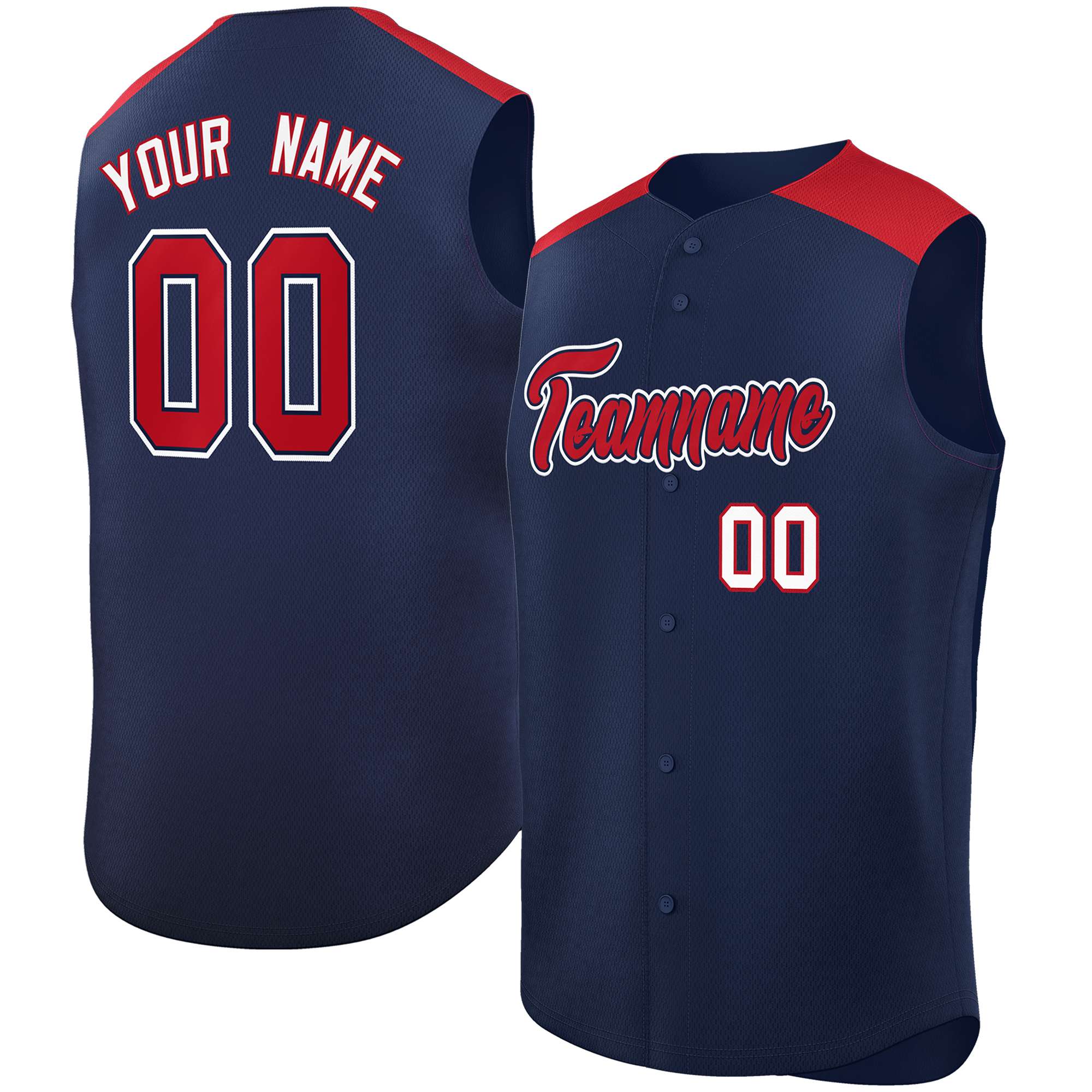 Custom Navy Red Personalized Classic Authentic Sleeveless Baseball Jersey