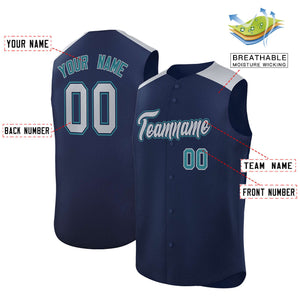 Custom Navy Gray Personalized Classic Authentic Sleeveless Baseball Jersey