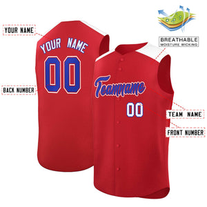 Custom Red White Personalized Classic Authentic Sleeveless Baseball Jersey