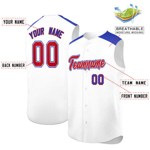 Custom White Royal Personalized Classic Authentic Sleeveless Baseball Jersey