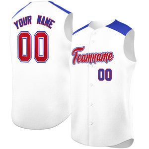 Custom White Royal Personalized Classic Authentic Sleeveless Baseball Jersey