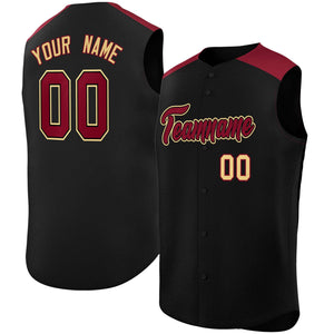 Custom Black Crimson Personalized Classic Authentic Sleeveless Baseball Jersey