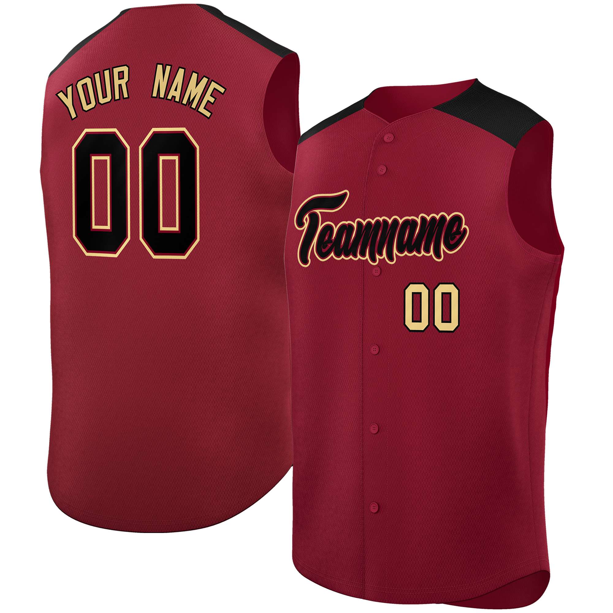 Custom Crimson Black Personalized Classic Authentic Sleeveless Baseball Jersey