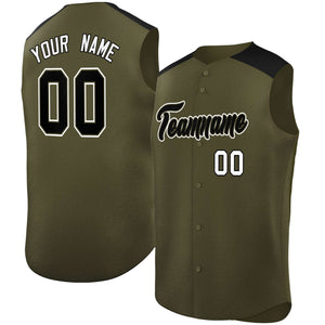 Custom Olive Black Personalized Classic Authentic Sleeveless Baseball Jersey