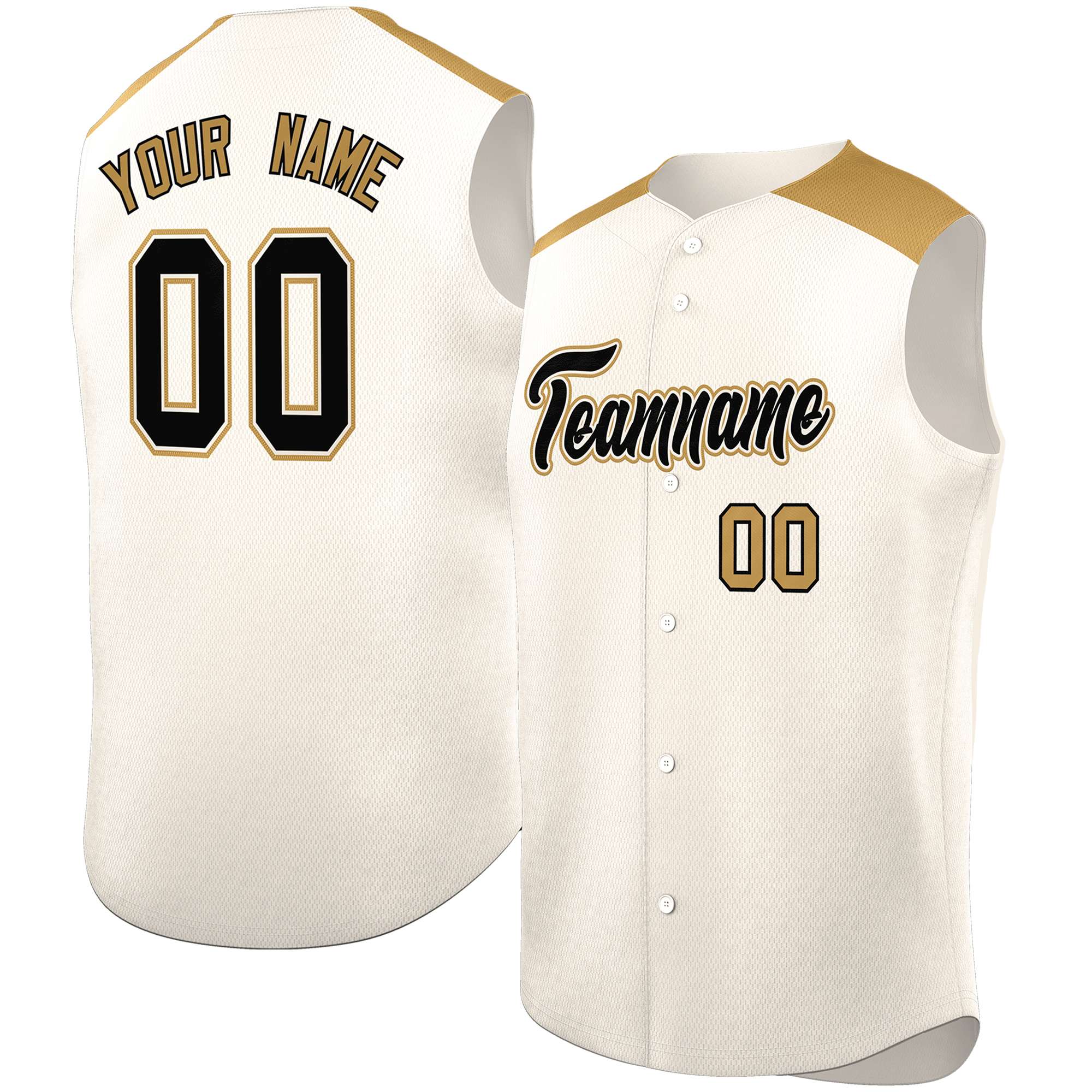 Custom Cream Old Gold Personalized Classic Authentic Sleeveless Baseball Jersey