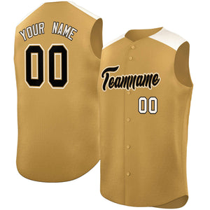 Custom Old Gold Cream Personalized Classic Authentic Sleeveless Baseball Jersey