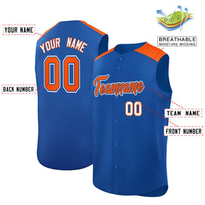 Custom Royal Orange Personalized Classic Authentic Sleeveless Baseball Jersey