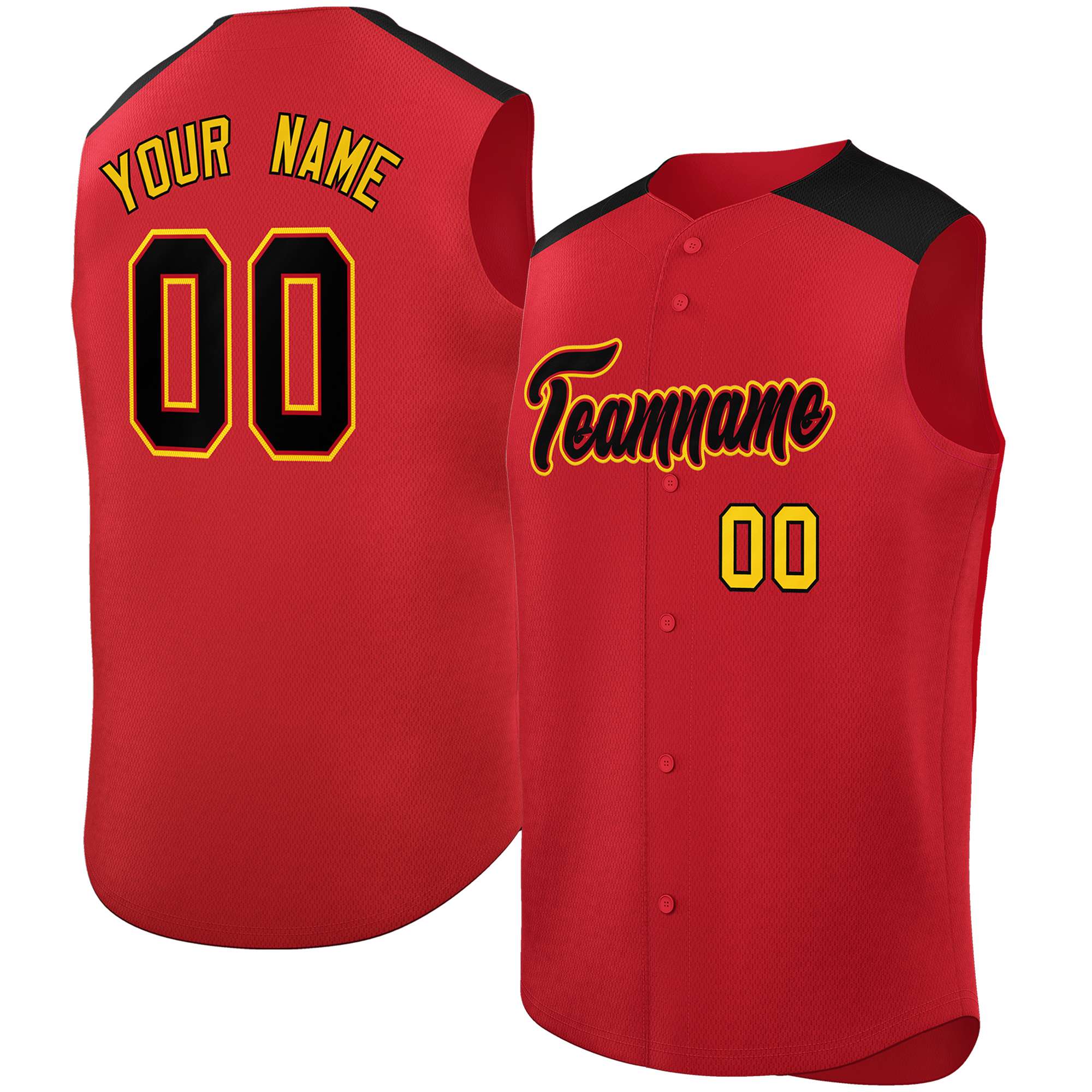 Custom Red Black Personalized Classic Authentic Sleeveless Baseball Jersey