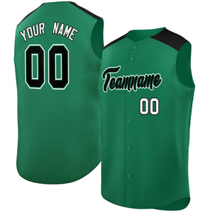 Custom Kelly Green Black Personalized Classic Authentic Sleeveless Baseball Jersey