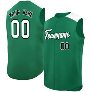 Custom Kelly Green White Personalized Classic Authentic Sleeveless Baseball Jersey