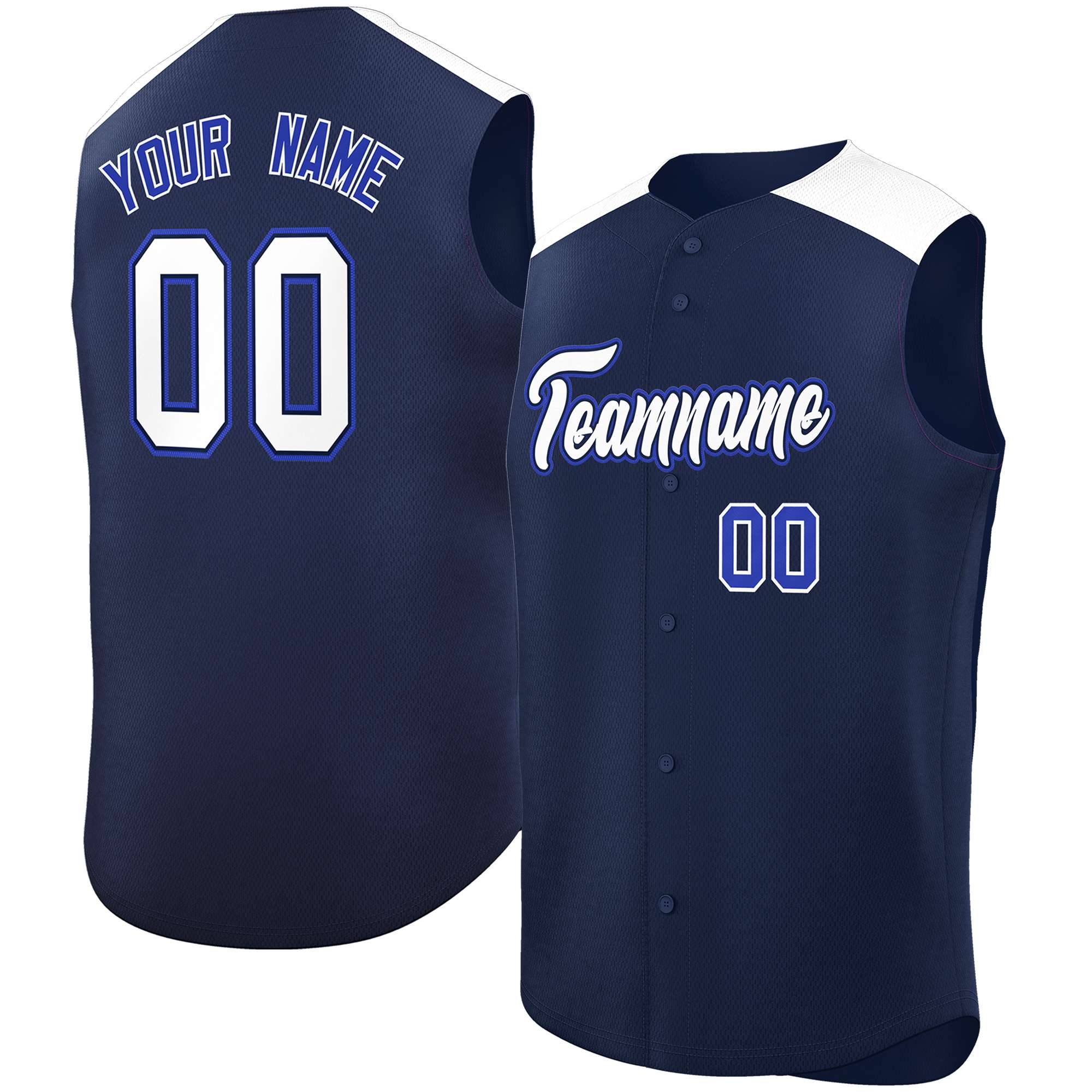 Custom Navy White Personalized Classic Authentic Sleeveless Baseball Jersey