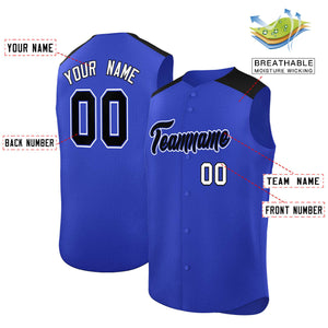 Custom Royal Black Personalized Classic Authentic Sleeveless Baseball Jersey