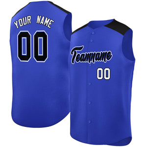 Custom Royal Black Personalized Classic Authentic Sleeveless Baseball Jersey