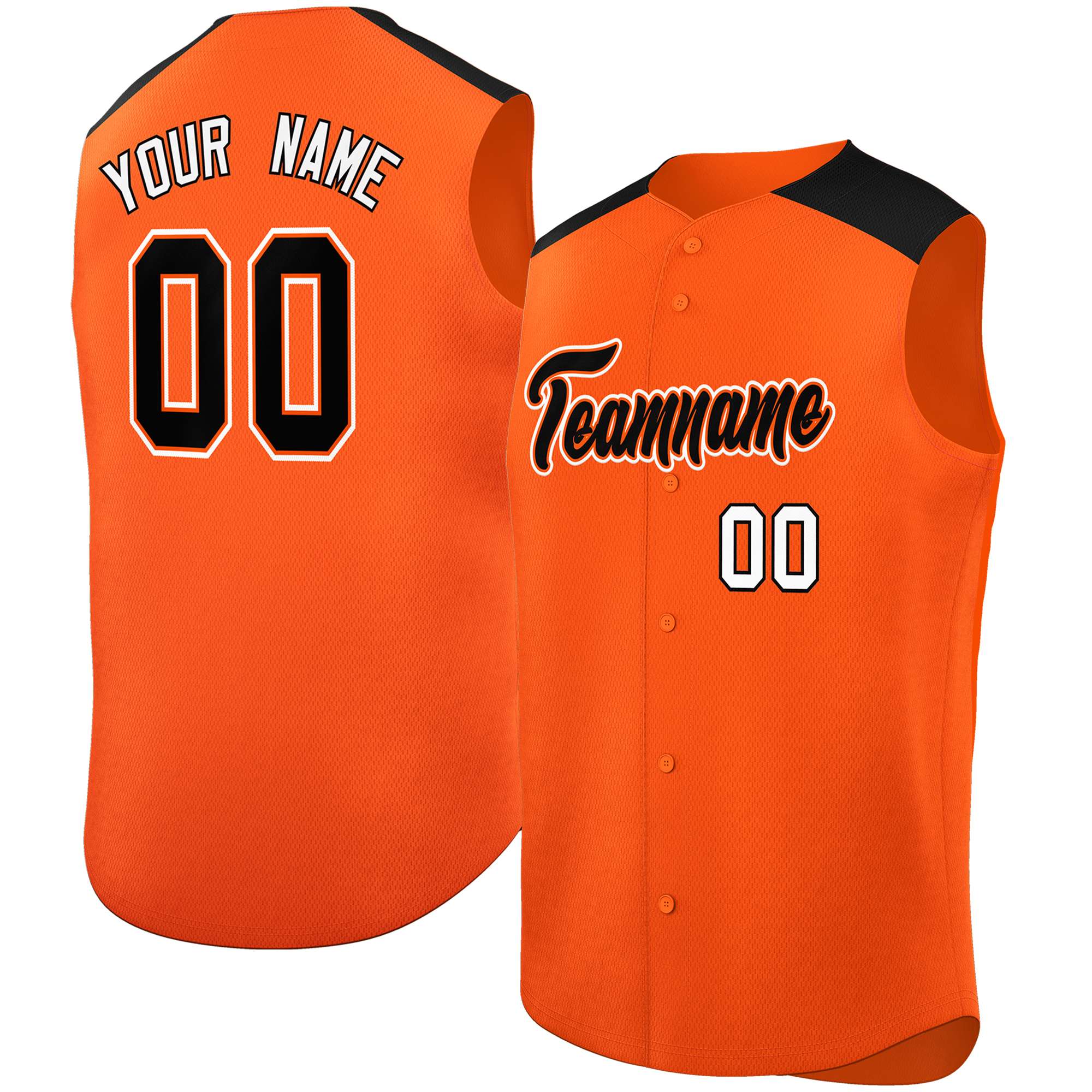 Custom Orange Black Personalized Classic Authentic Sleeveless Baseball Jersey