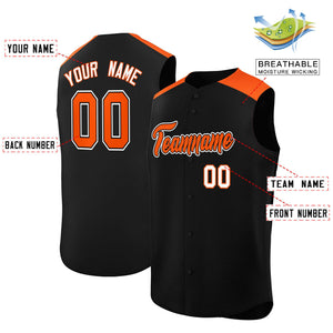 Custom Black Orange Personalized Classic Authentic Sleeveless Baseball Jersey