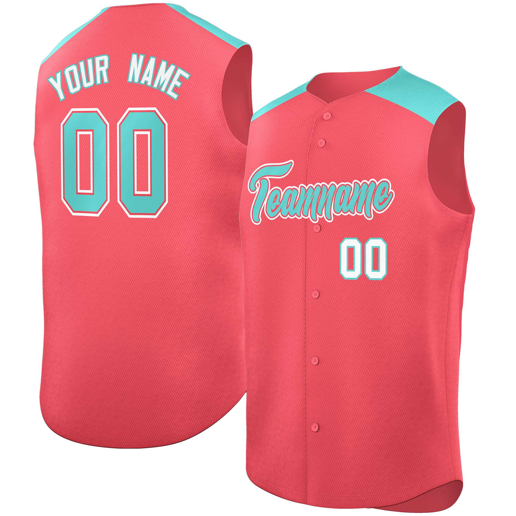 Custom Light Red Bright Green Personalized Classic Authentic Sleeveless Baseball Jersey