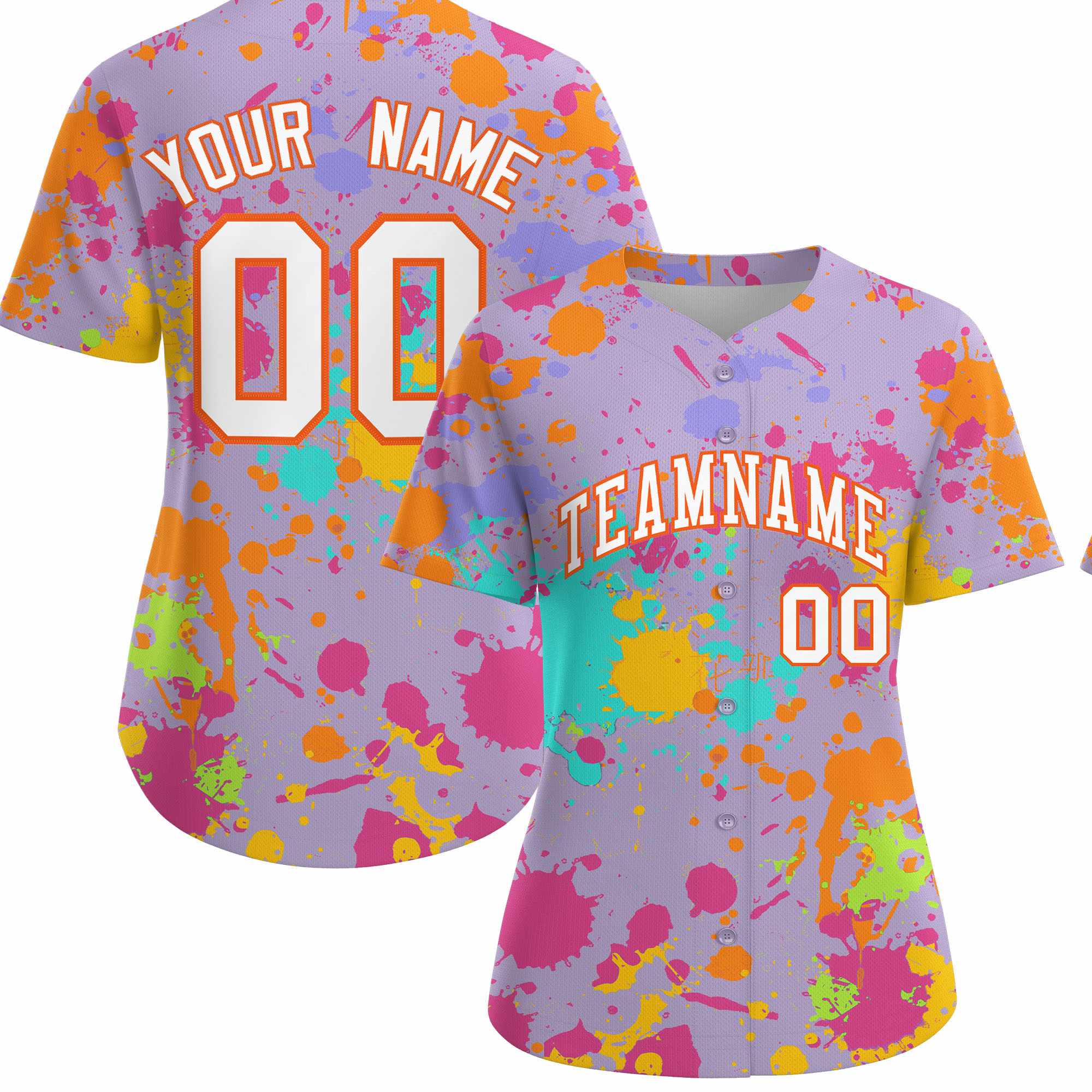 Custom Light Purple Graffiti Fashion Baseball Jersey For Women