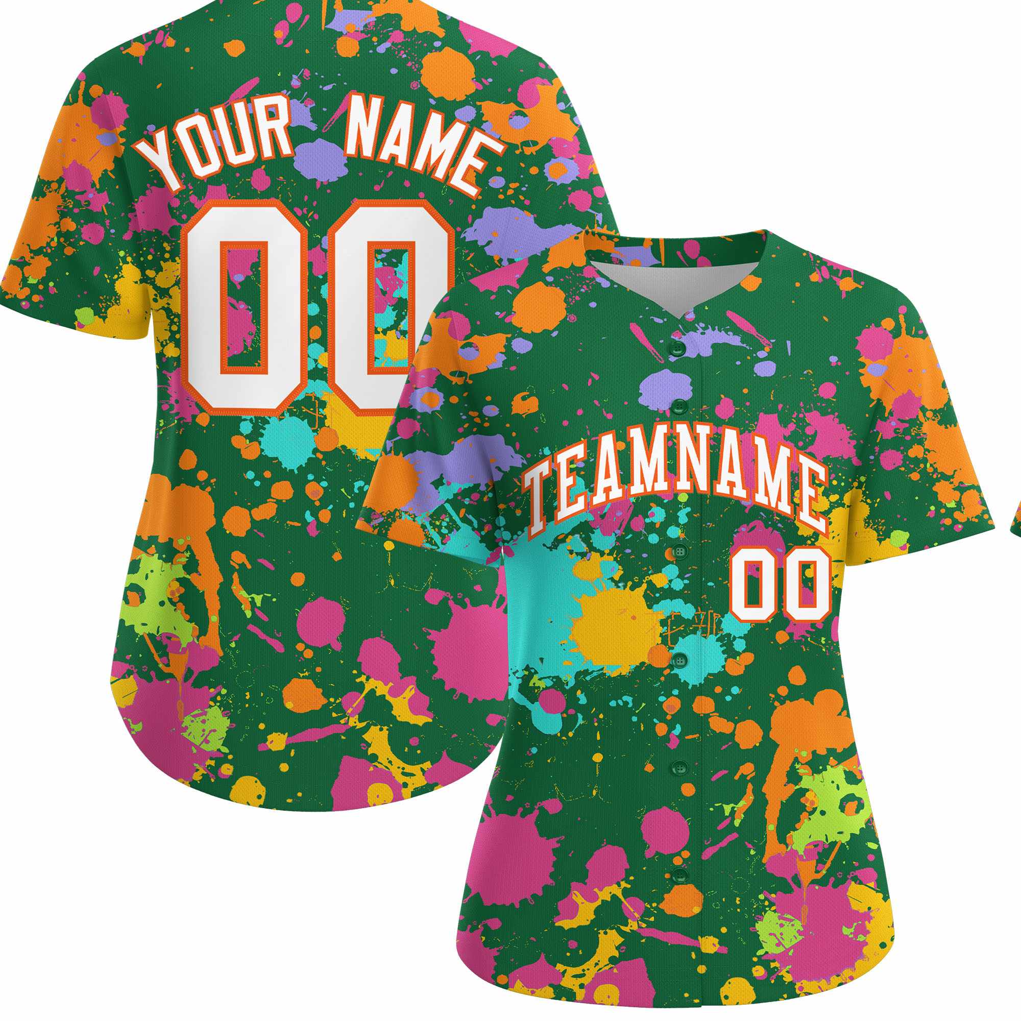 Custom Kelly Green Graffiti Fashion Baseball Jersey For Women