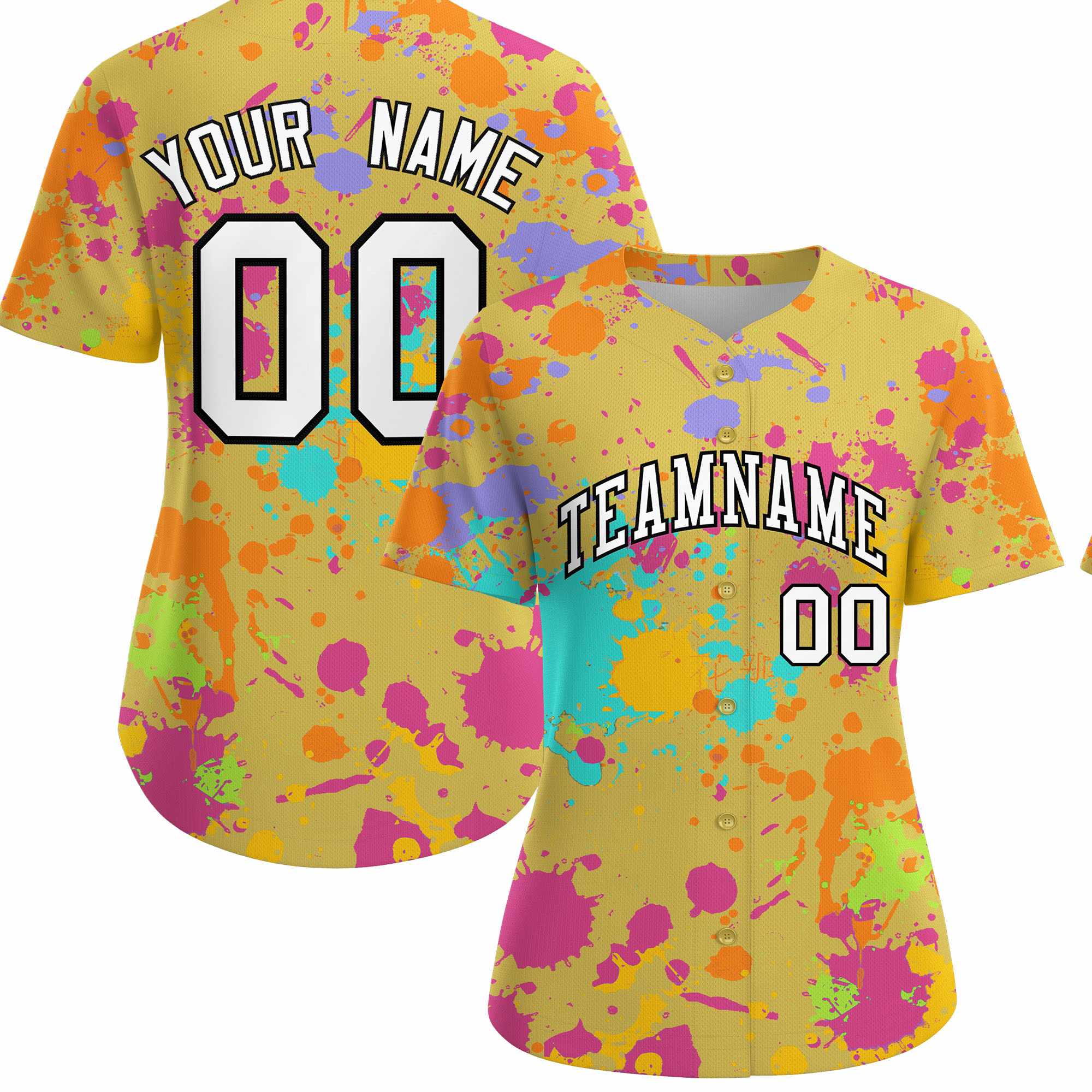 Custom Old Gold Graffiti Fashion Baseball Jersey For Women