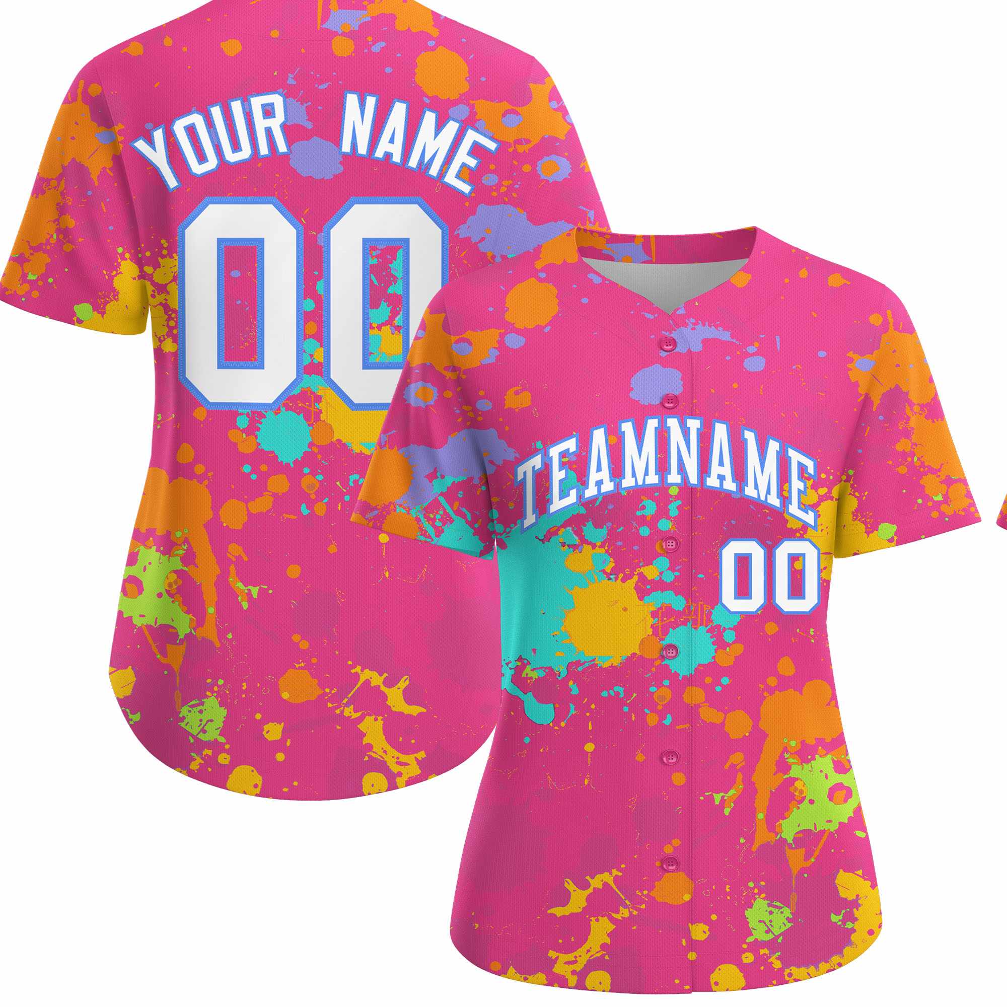 Custom Pink Graffiti Fashion Baseball Jersey For Women