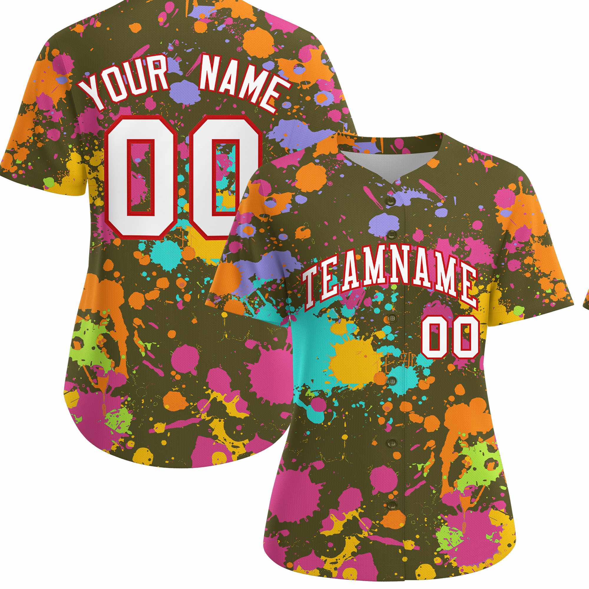 Custom Olive Graffiti Fashion Baseball Jersey For Women