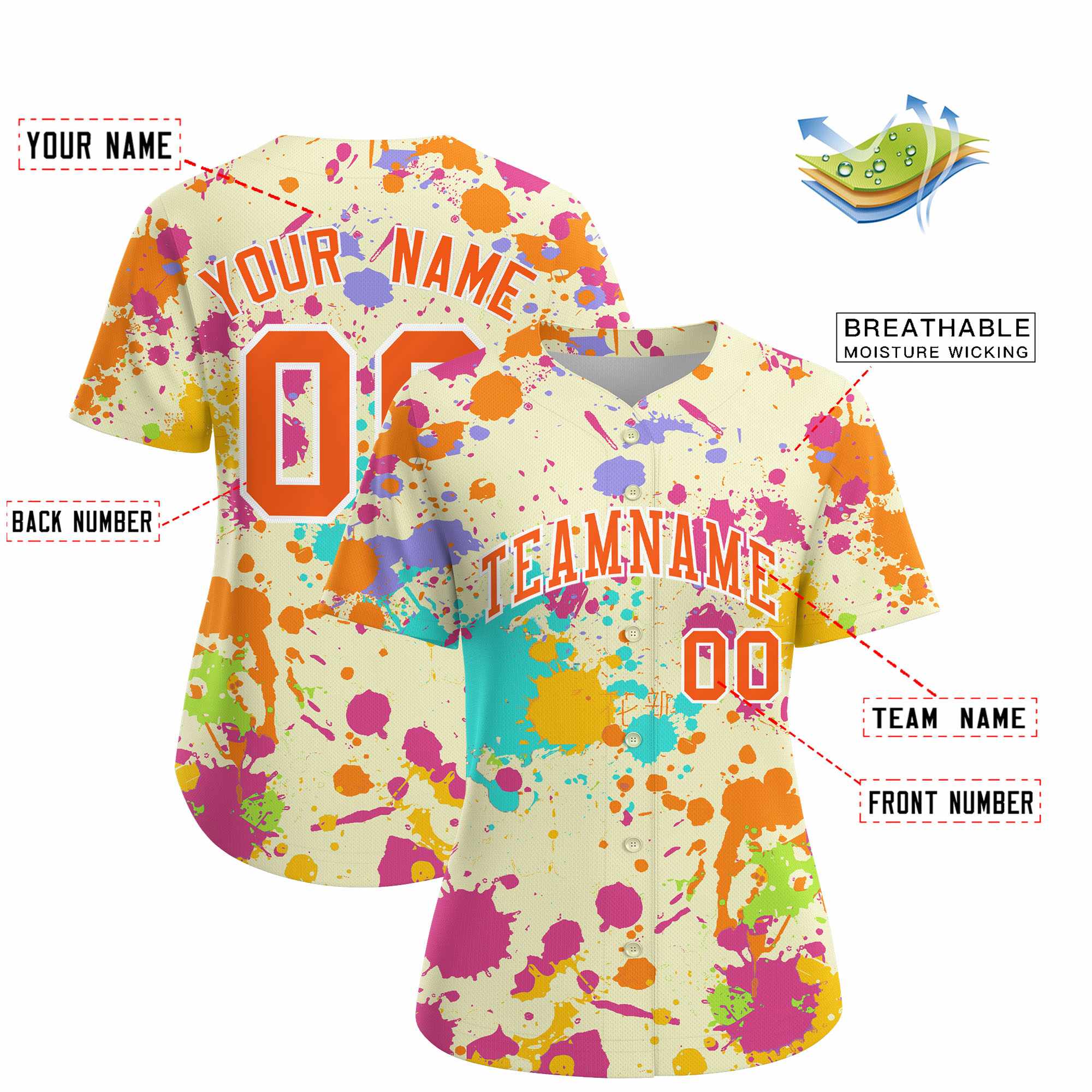 Custom Cream Graffiti Fashion Baseball Jersey For Women