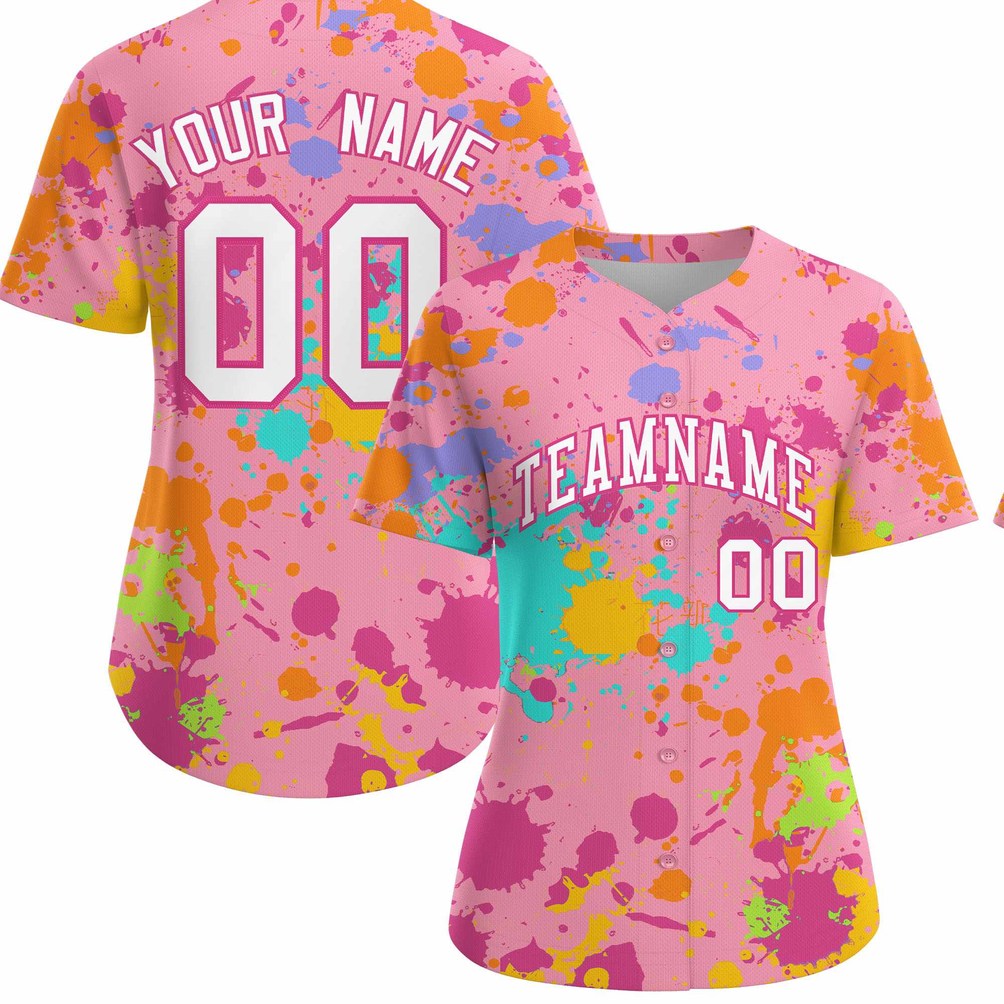 Custom Light Pink Graffiti Fashion Baseball Jersey For Women