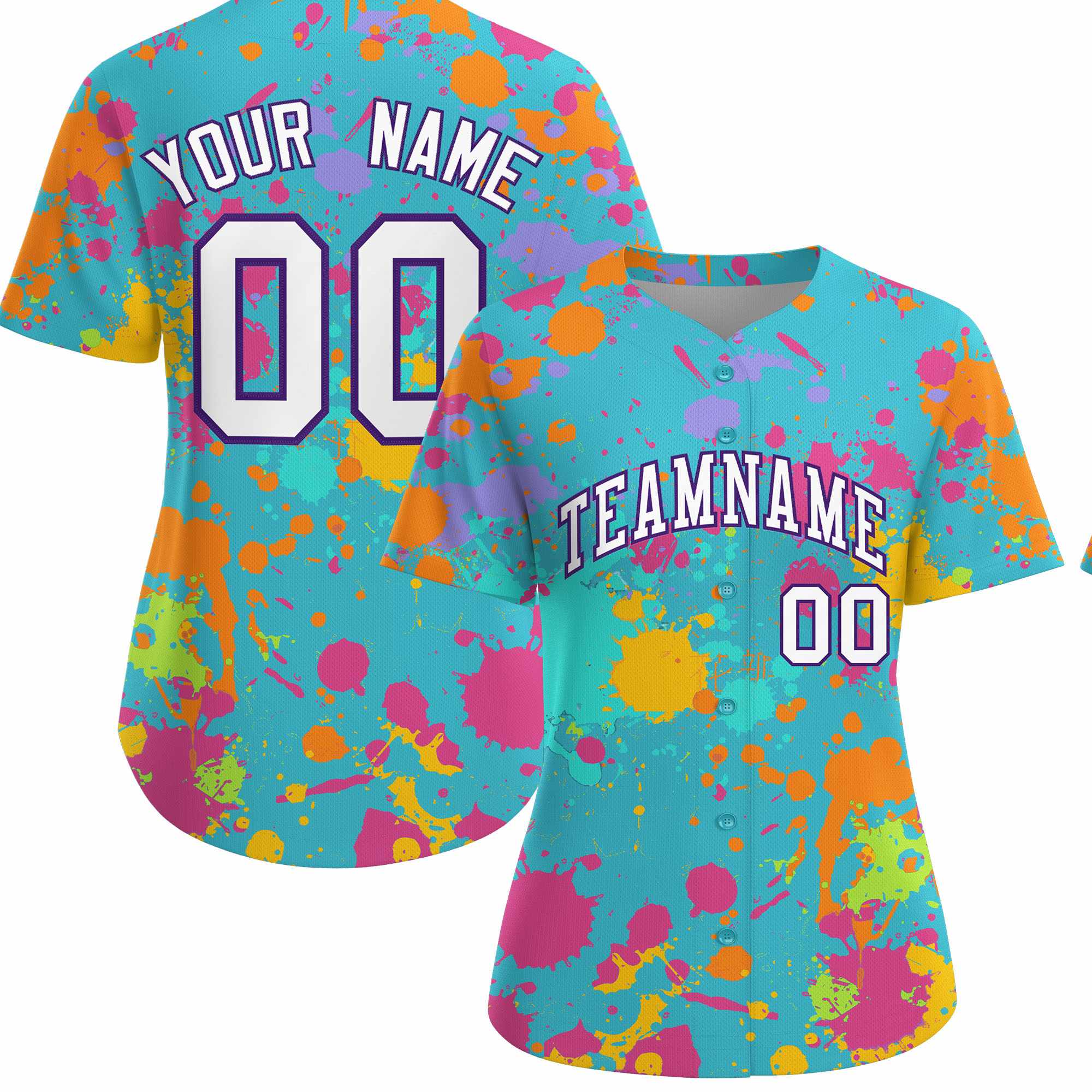 Custom Sky Blue Graffiti Fashion Baseball Jersey For Women