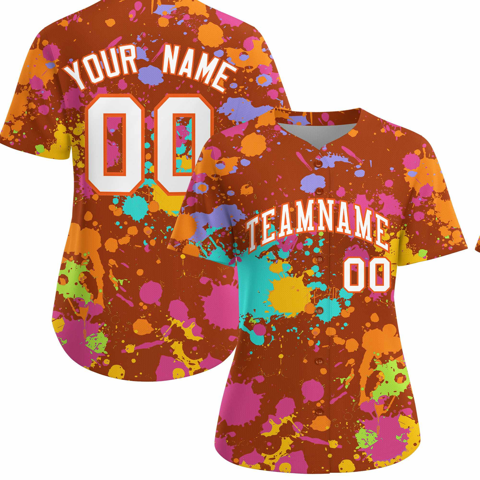 Custom Texas Orange Graffiti Fashion Baseball Jersey For Women