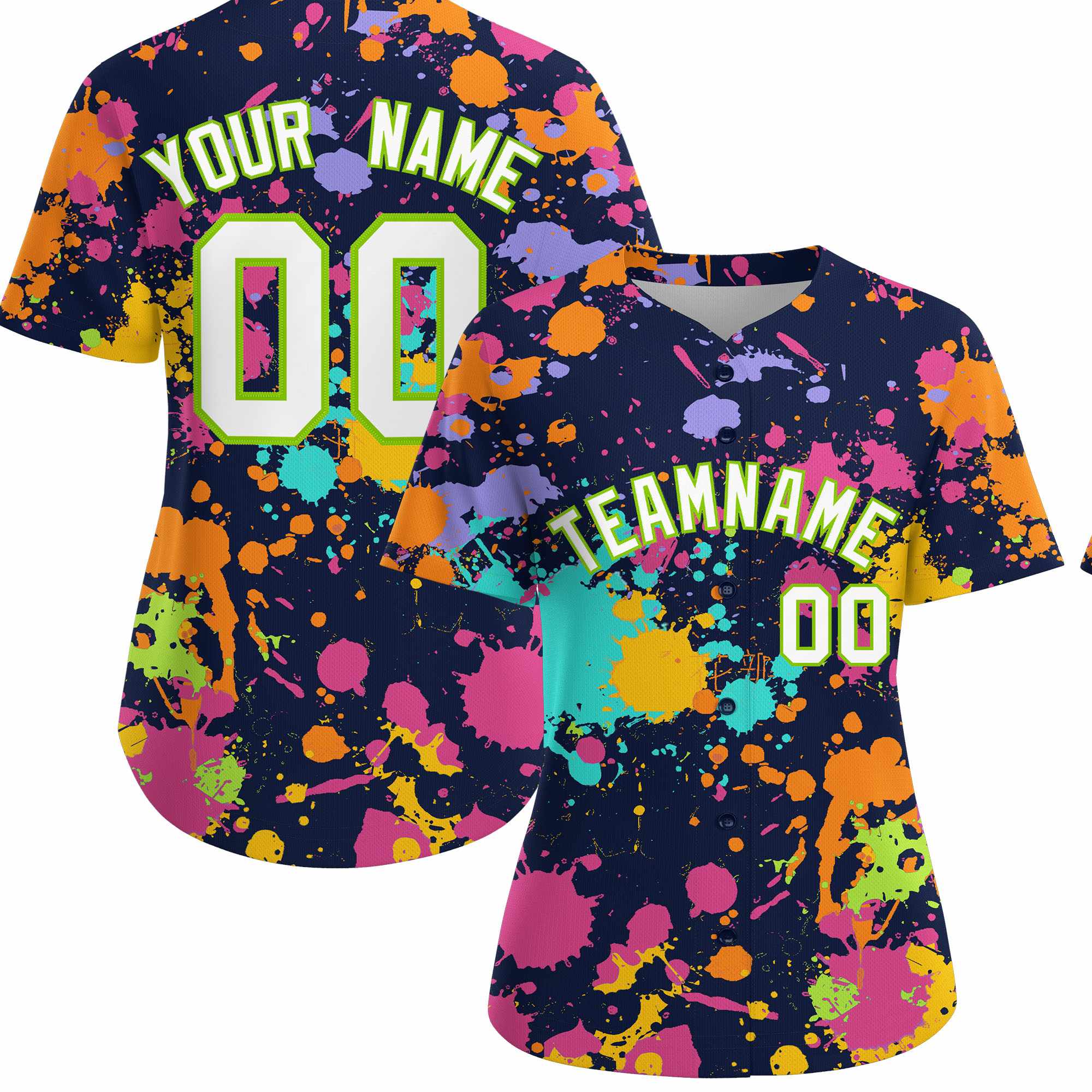 Custom Navy Graffiti Fashion Baseball Jersey For Women