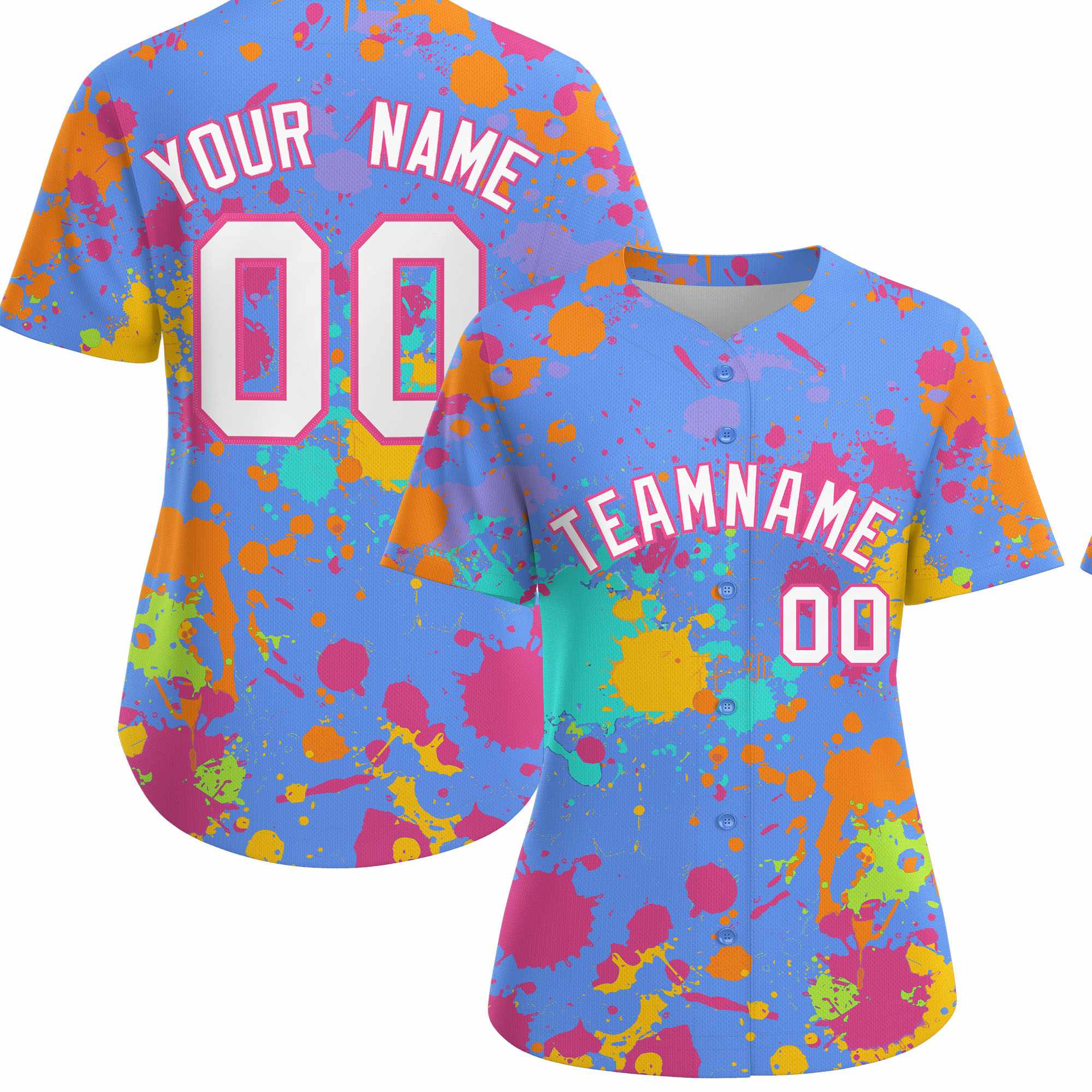 Custom Powder Blue Graffiti Fashion Baseball Jersey For Women