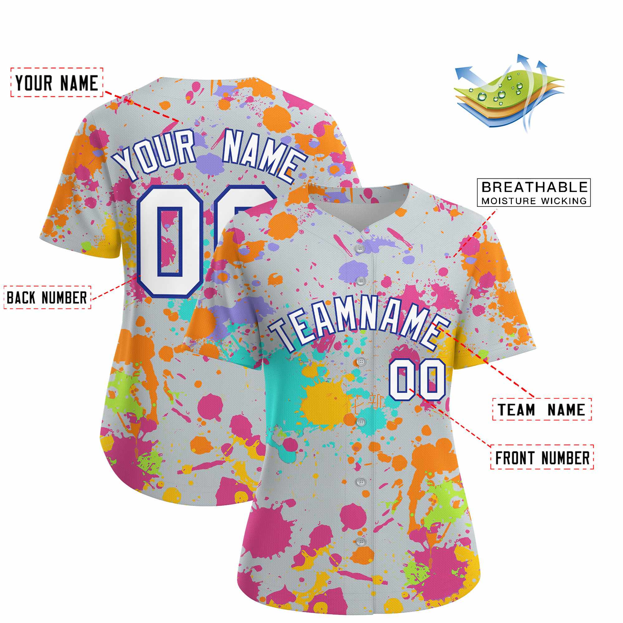 Custom Silver Graffiti Fashion Baseball Jersey For Women