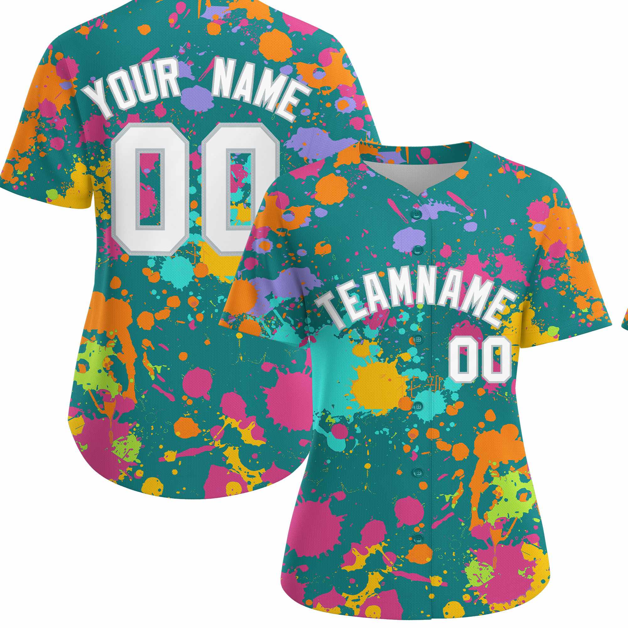 Custom Aqua Graffiti Fashion Baseball Jersey For Women