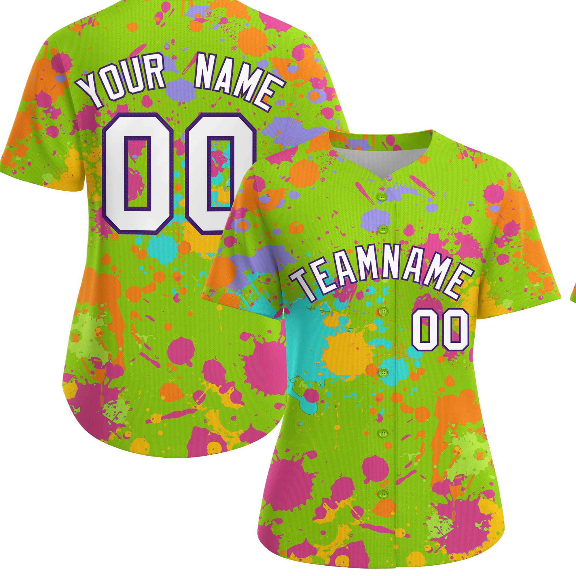 Custom Neon Green Graffiti Fashion Baseball Jersey For Women