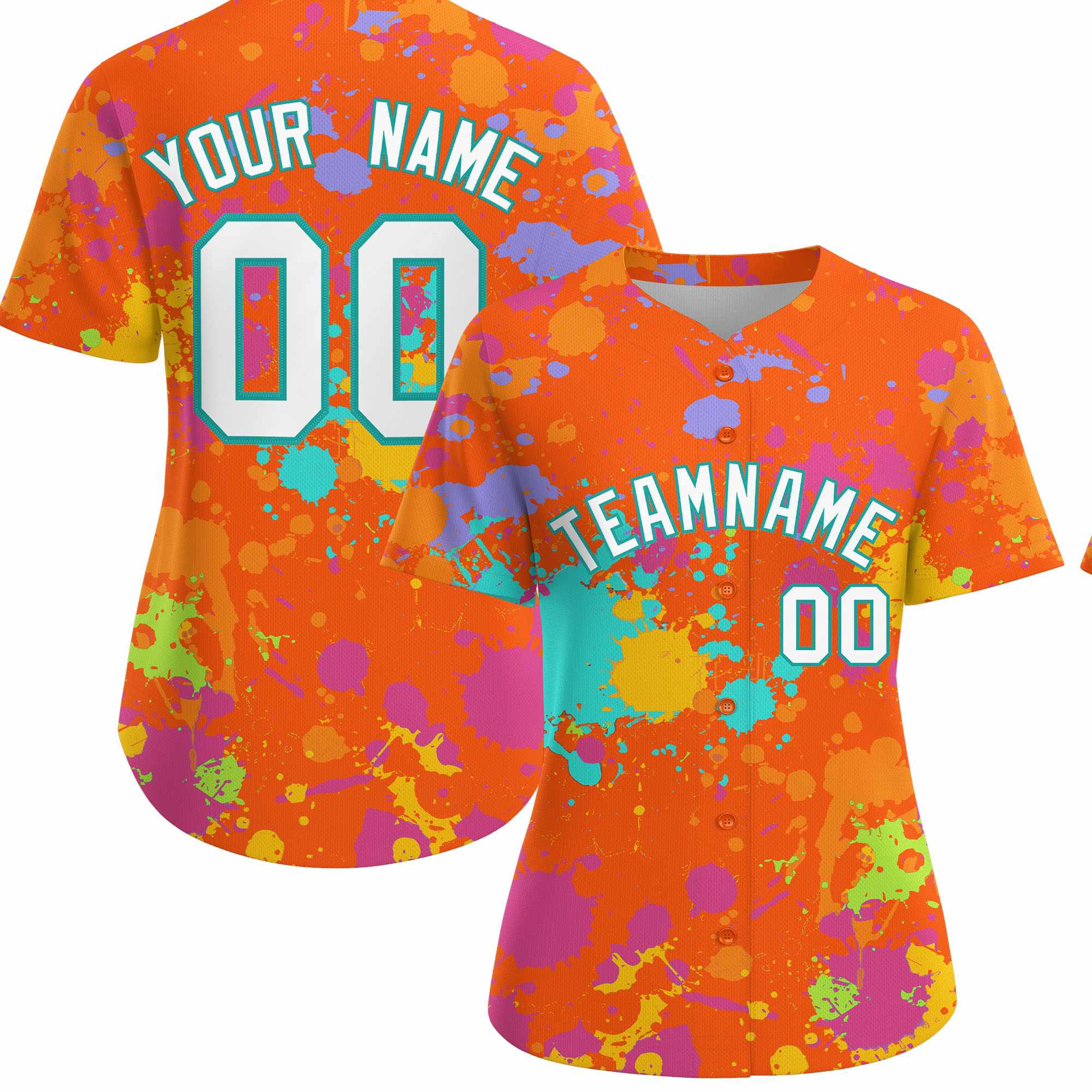 Custom Orange Graffiti Fashion Baseball Jersey For Women