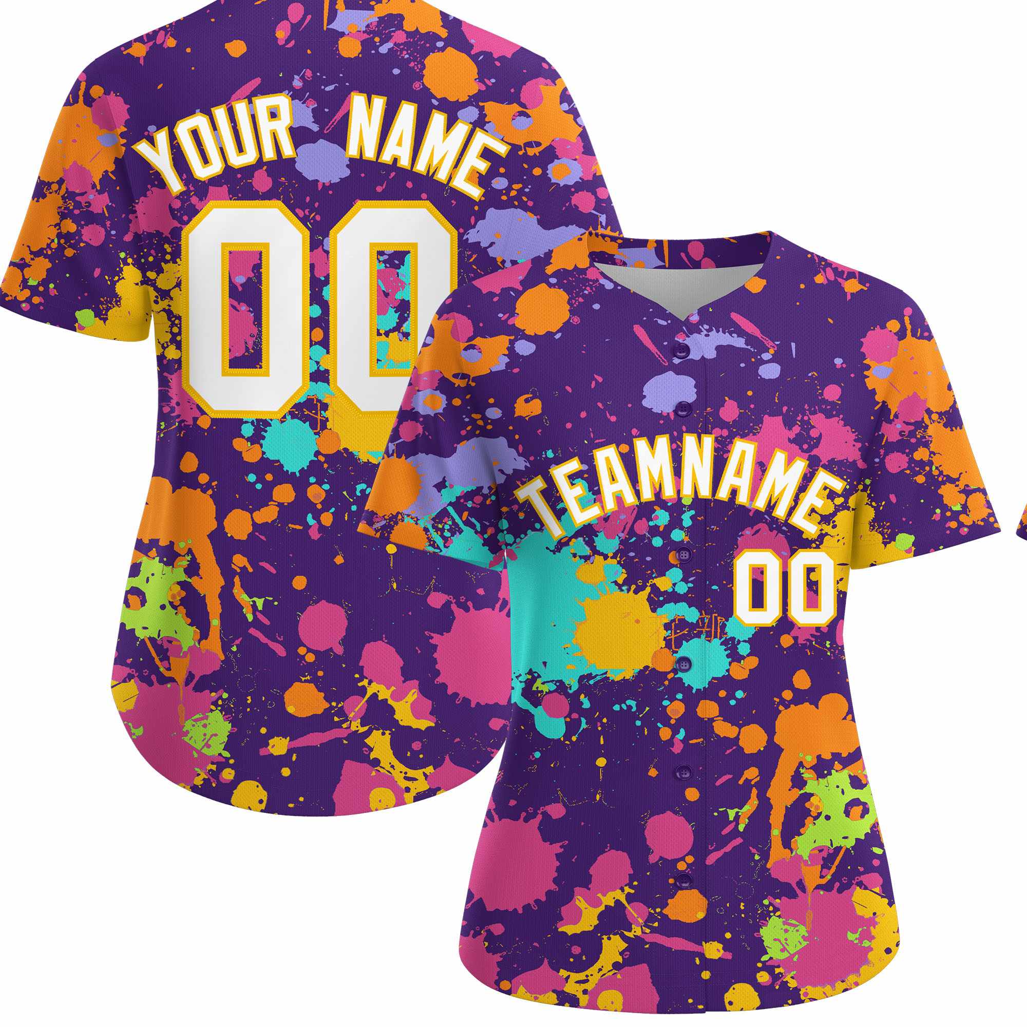 Custom Purple Graffiti Fashion Baseball Jersey For Women