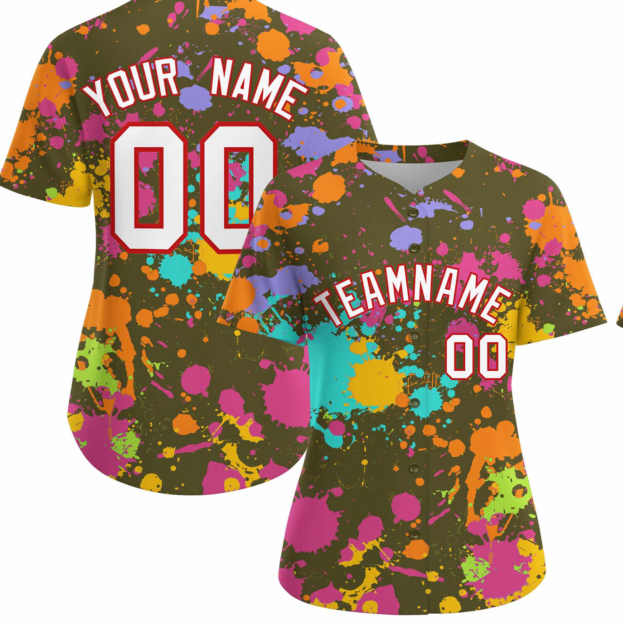 Custom Olive Graffiti Fashion Baseball Jersey For Women