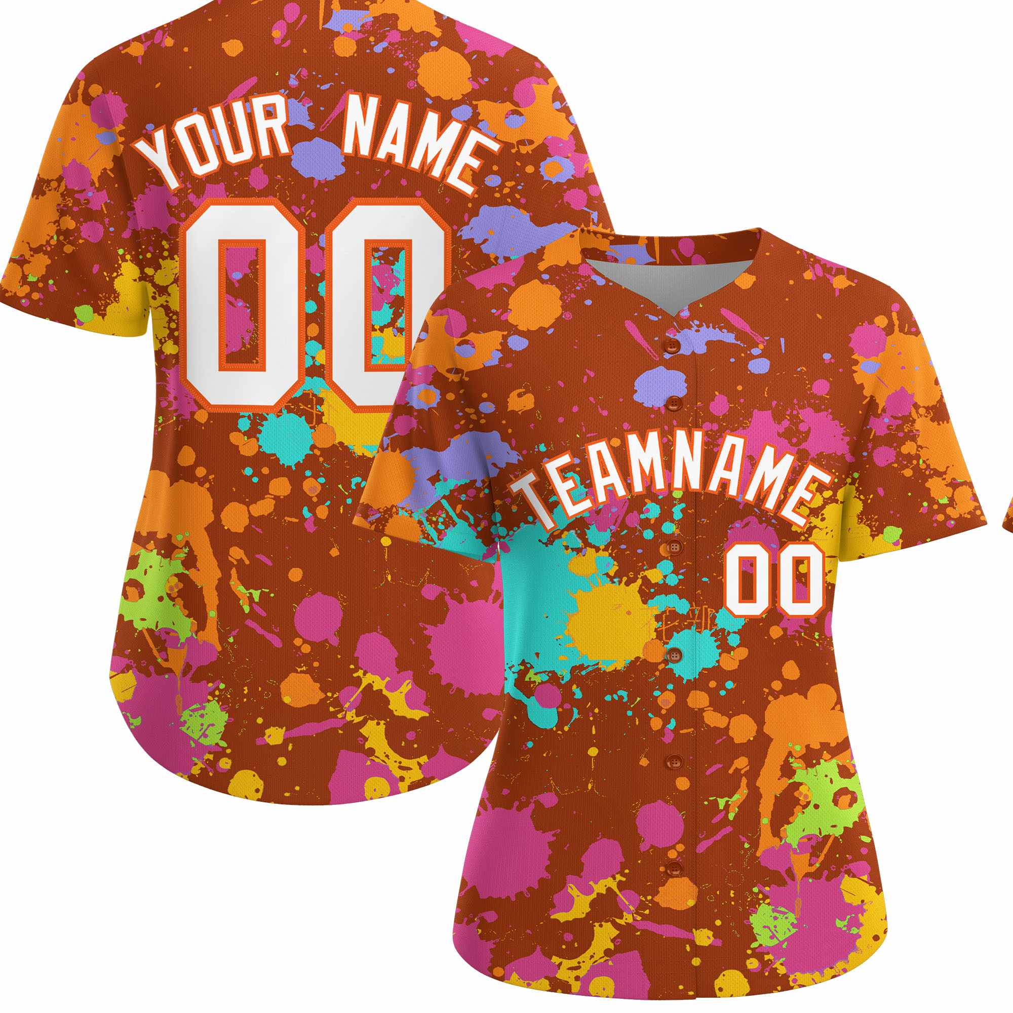 Custom Texas Orange Graffiti Fashion Baseball Jersey For Women