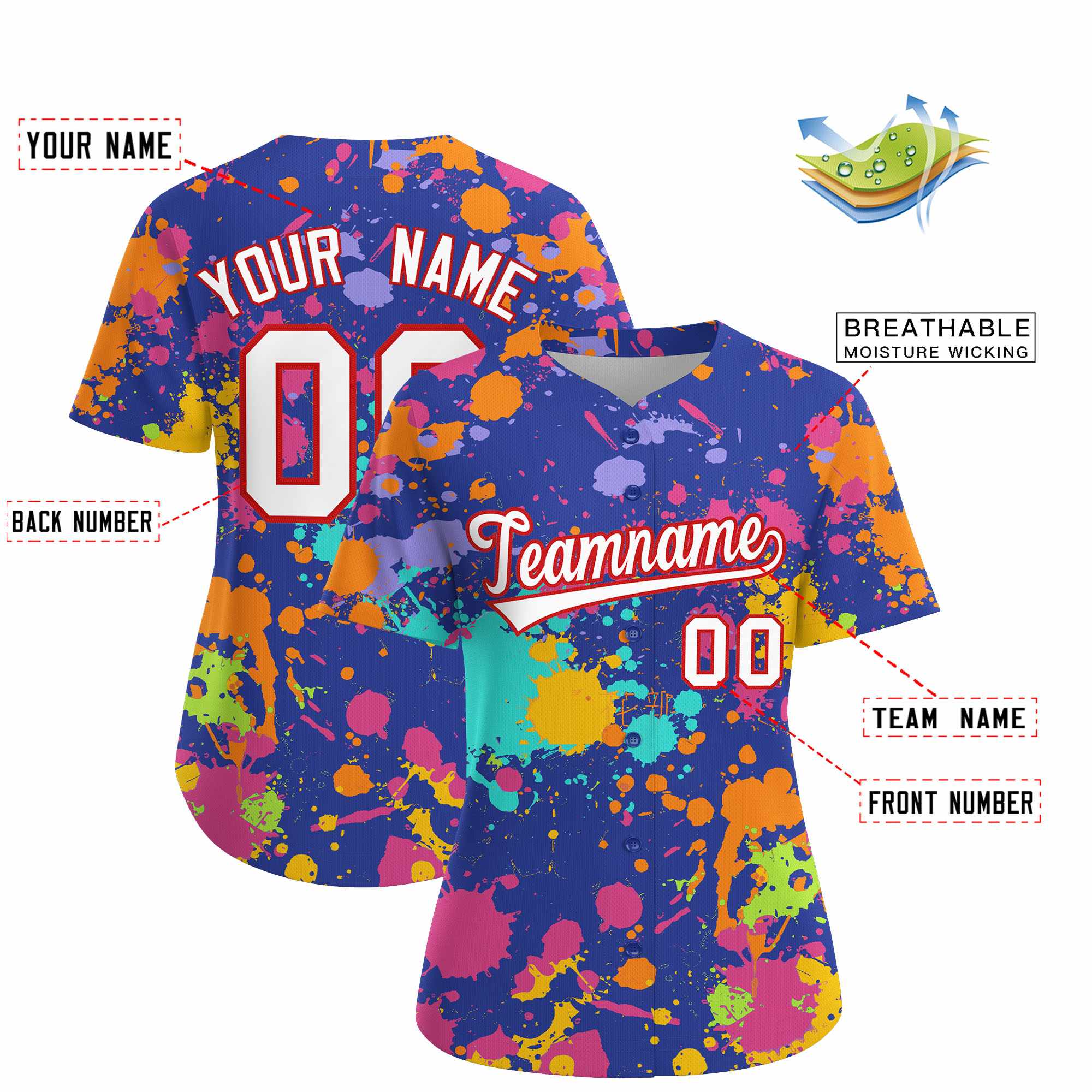 Custom Royal Graffiti Fashion Baseball Jersey For Women