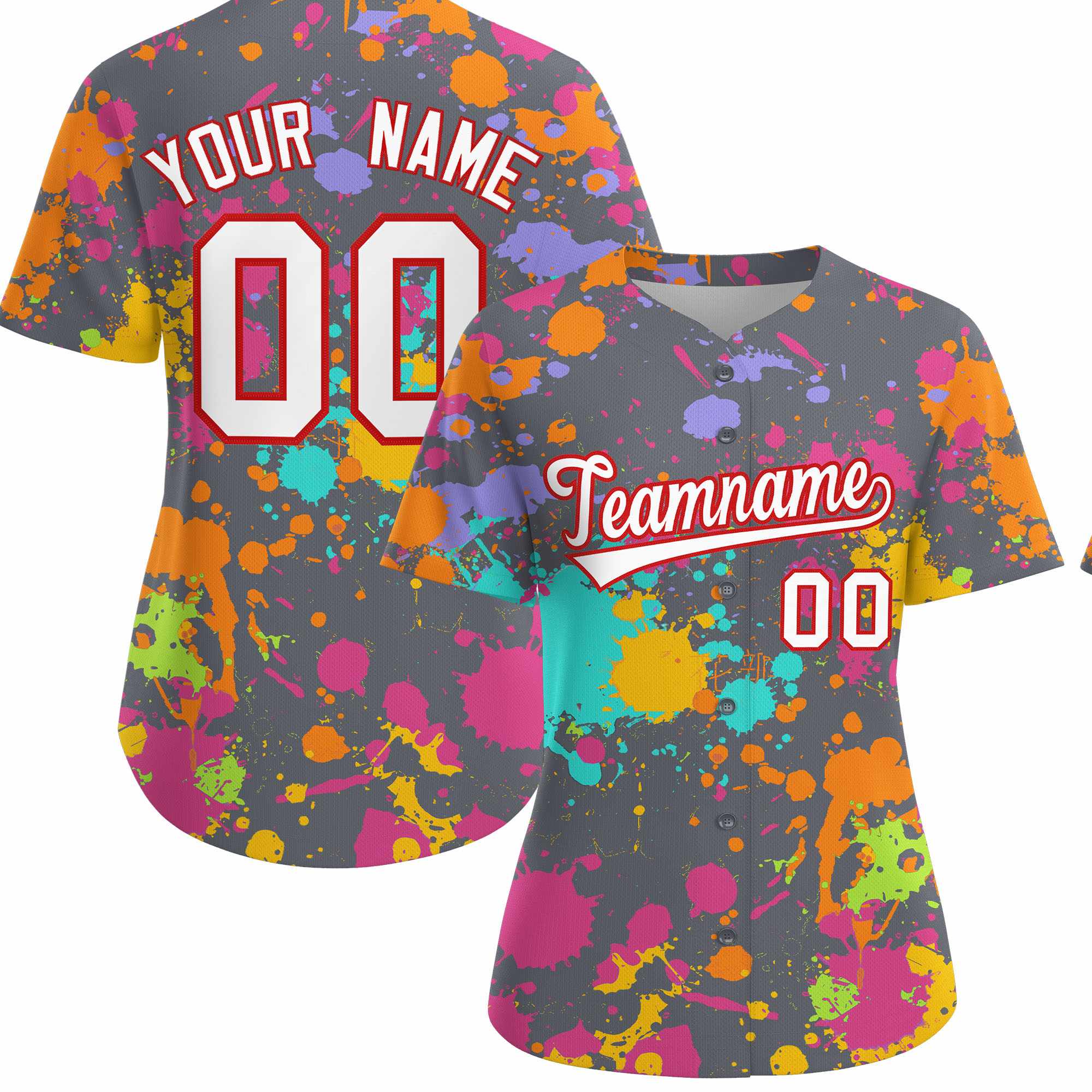 Custom Dark Gray Graffiti Fashion Baseball Jersey For Women