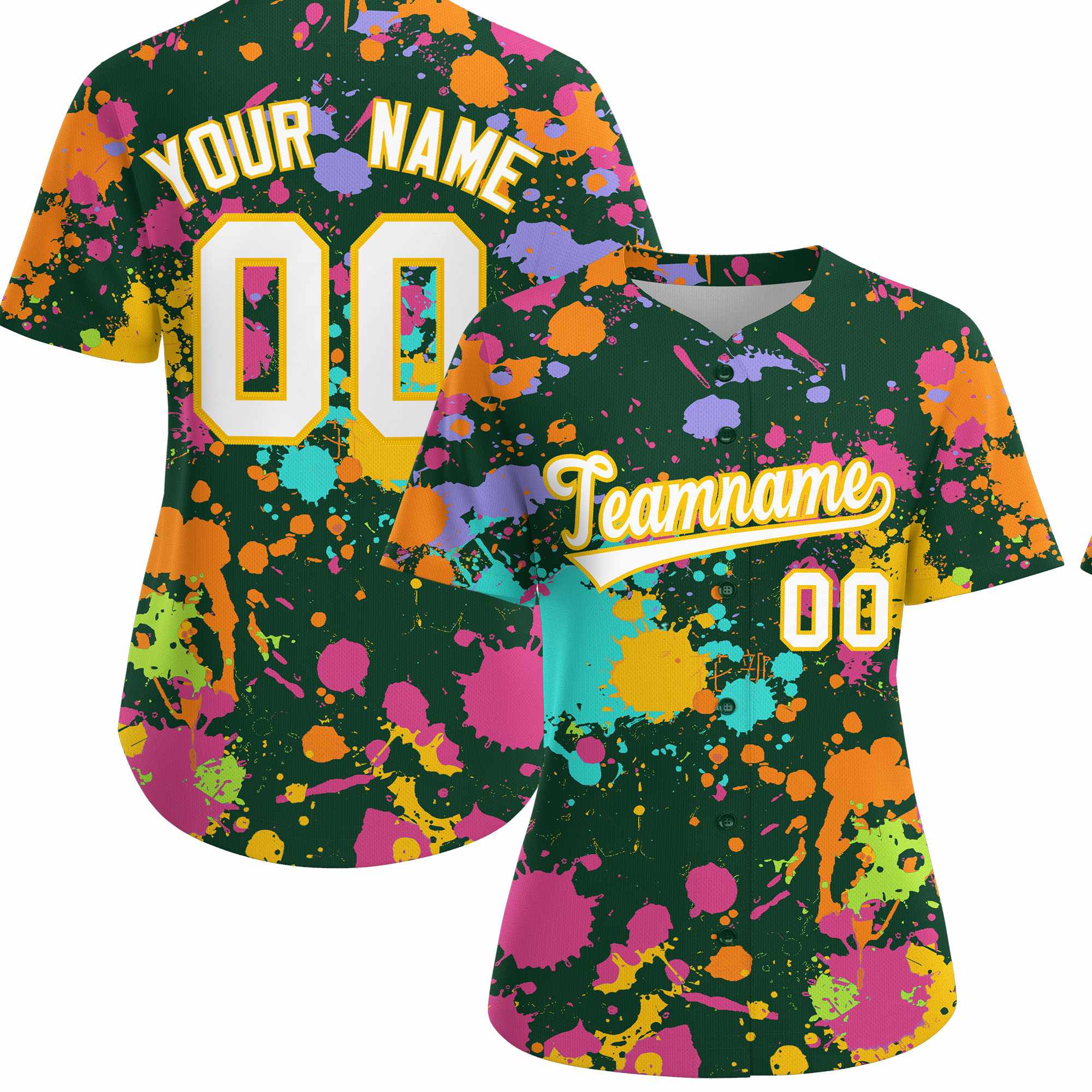 Custom Green Graffiti Fashion Baseball Jersey For Women