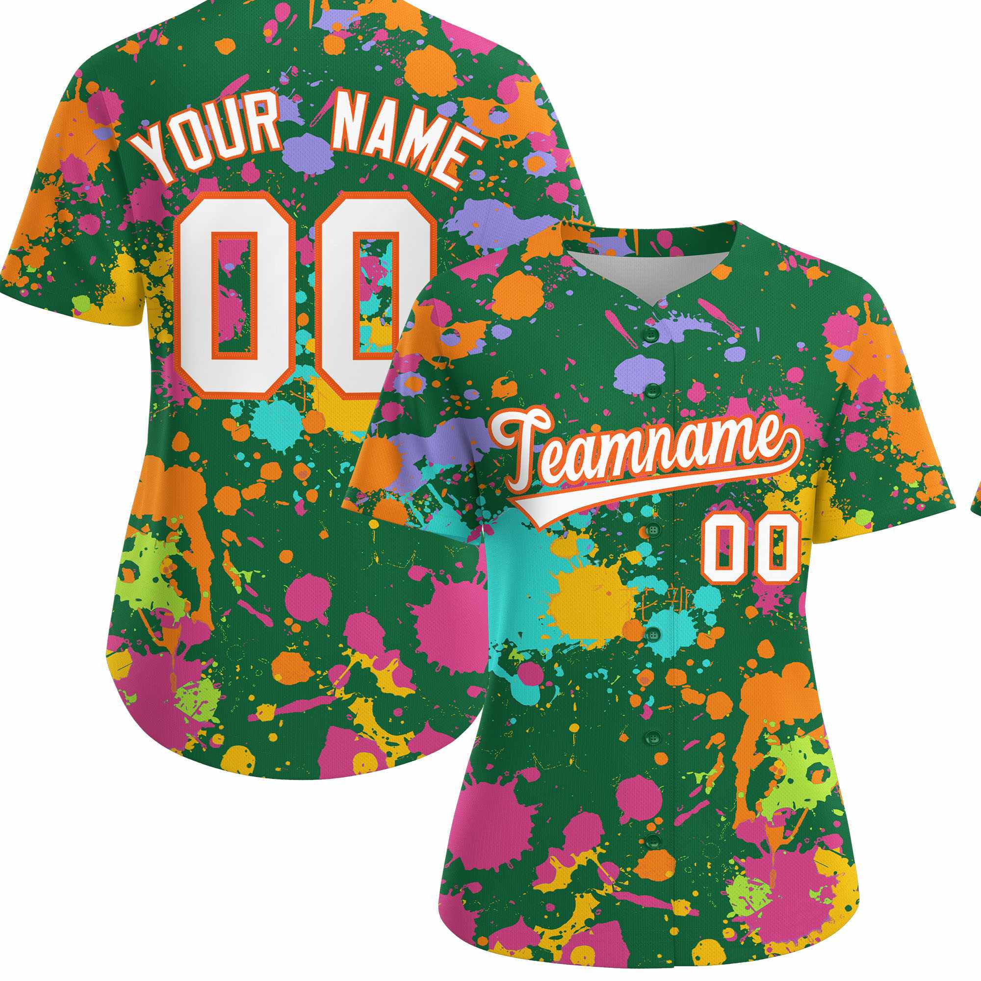 Custom Kelly Green Graffiti Fashion Baseball Jersey For Women