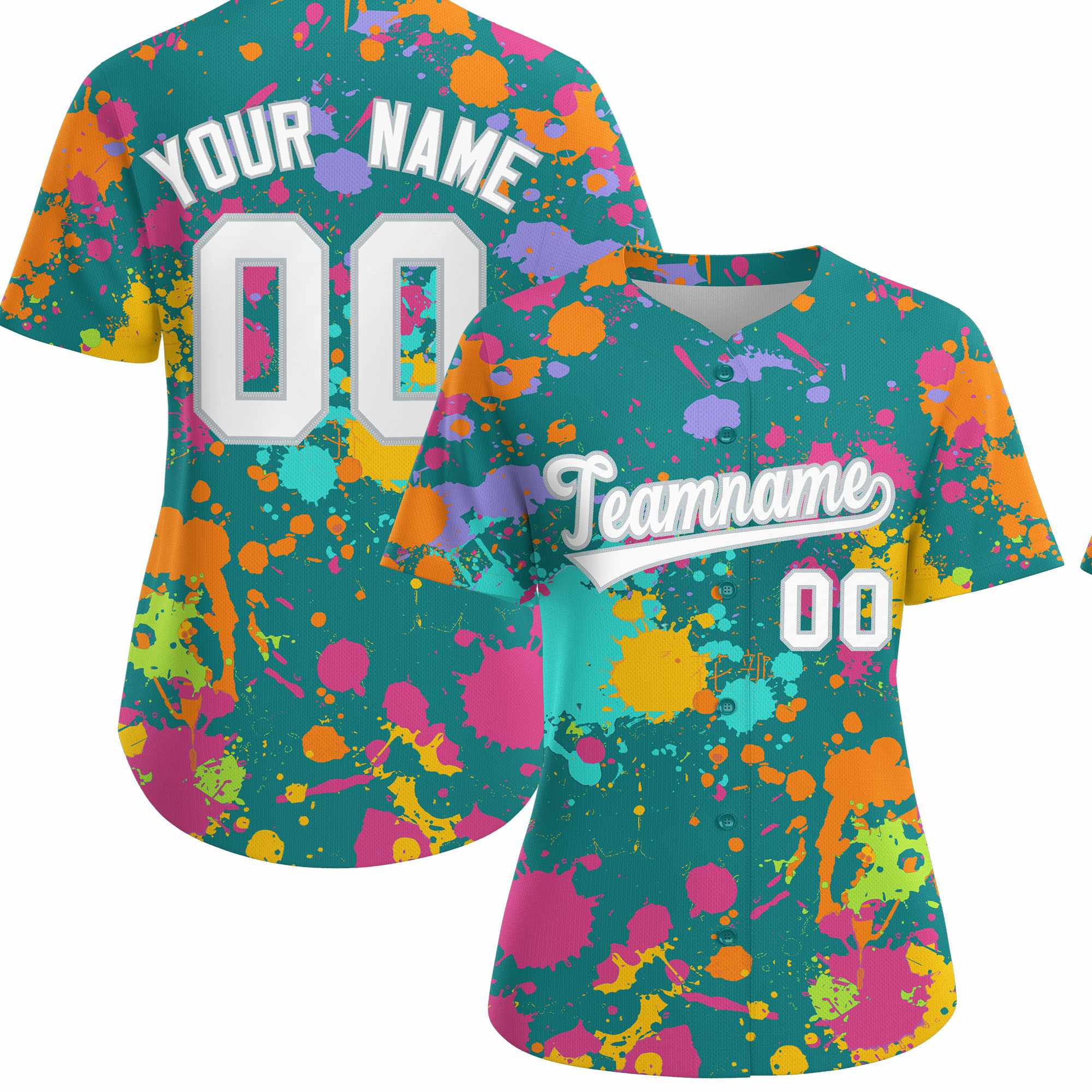 Custom Aqua Graffiti Fashion Baseball Jersey For Women