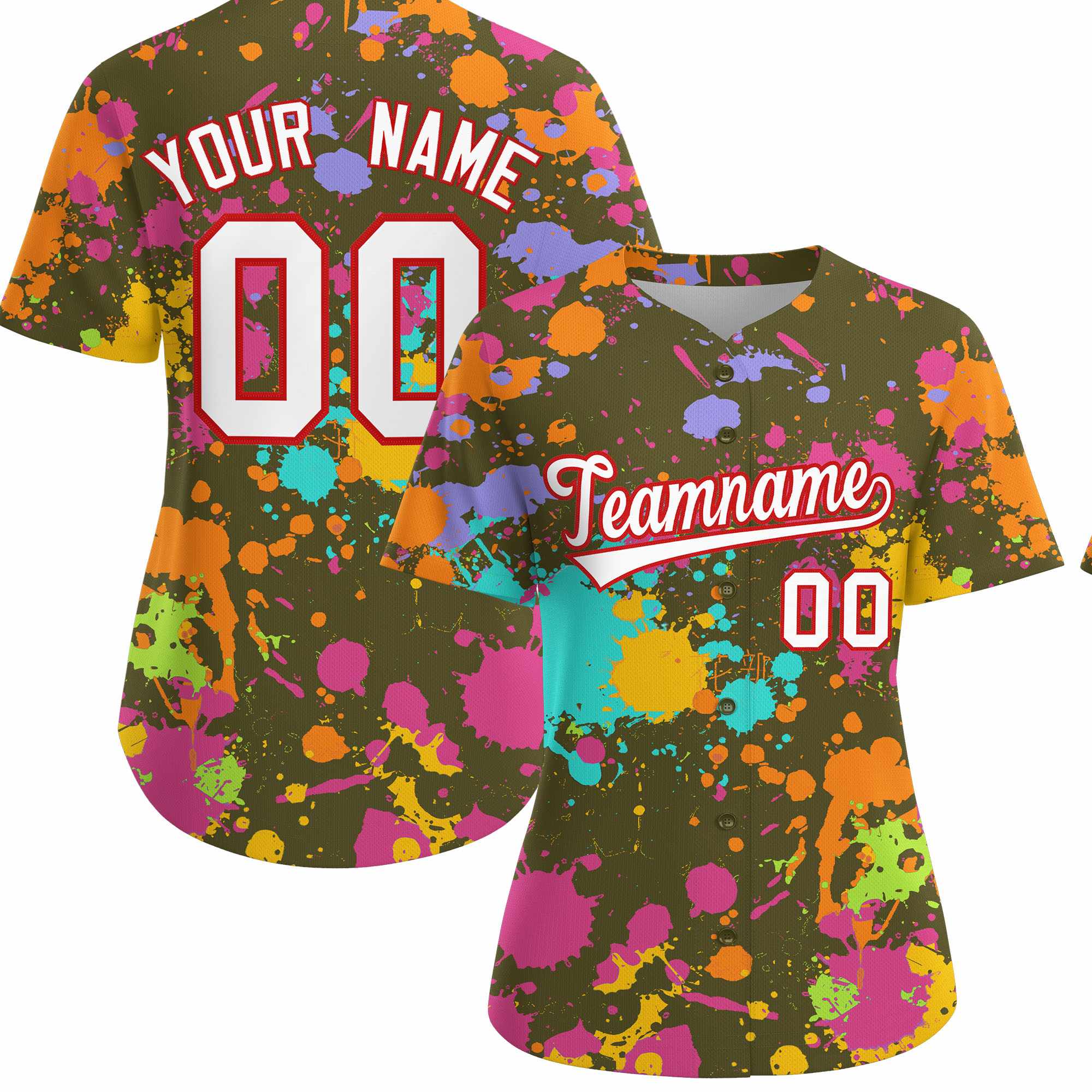 Custom Olive Graffiti Fashion Baseball Jersey For Women