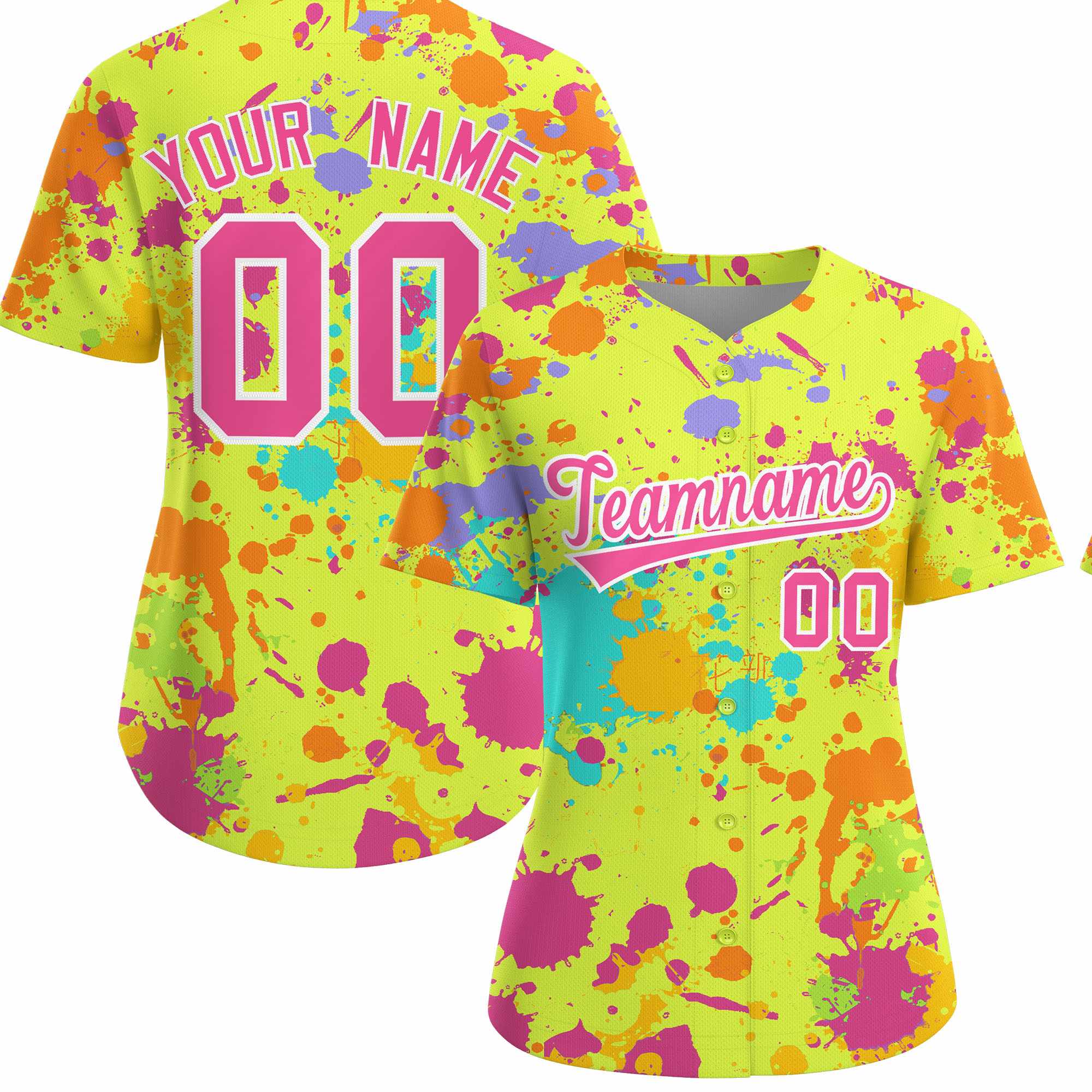 Custom Fluorescent Green Graffiti Fashion Baseball Jersey For Women